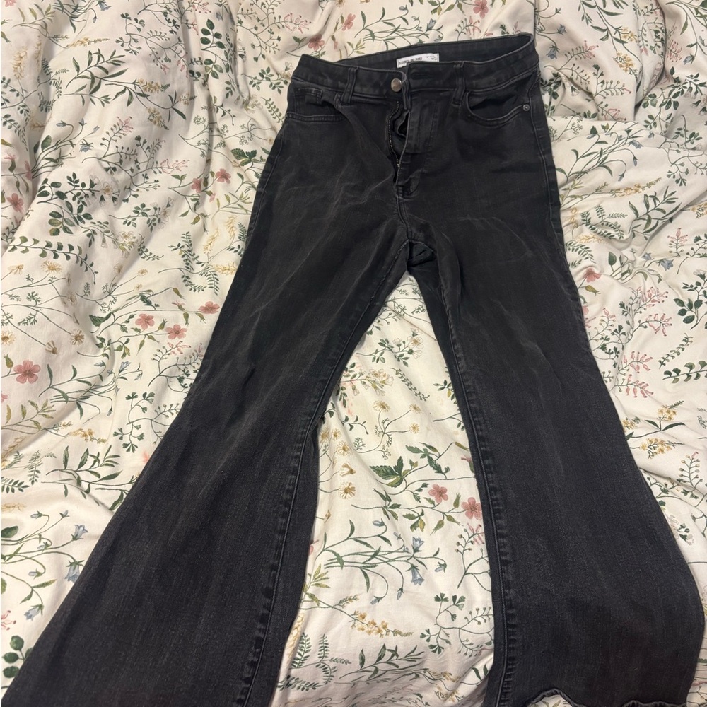 Elizabeth and James Black Flare Wide Leg Jeans